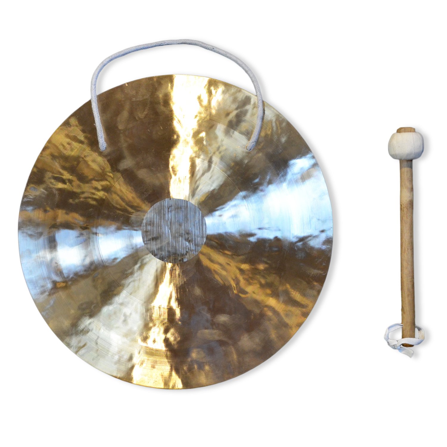 Gong - Feng gong/Wind gong traditionnel 16" : 40cm - Instrument de musique fabriqué main, qualité supérieure et son unique - Musique, méditation, relaxation, décoration