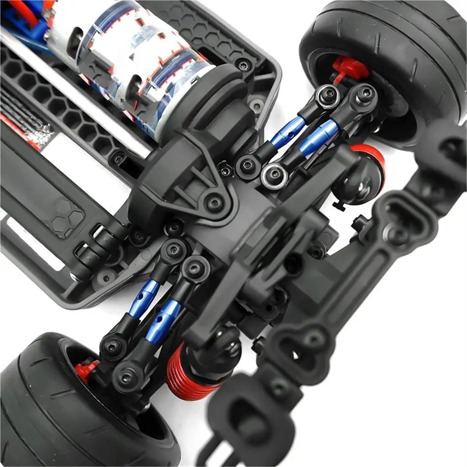 Pull Rod Link Linkage Für VXL 4-Tec 2.0 Für AWD 83076-4 1/10 RC-Auto-Upgrade-Teile, 9-teiliges Metall-Fahrgestell-Verbindungsstangen-Lenkstangen-Set(Blue)