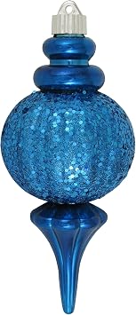 Balmy Seas 8 2/3" 220mm Ripple Ball Finial with Aqua Glitz 1