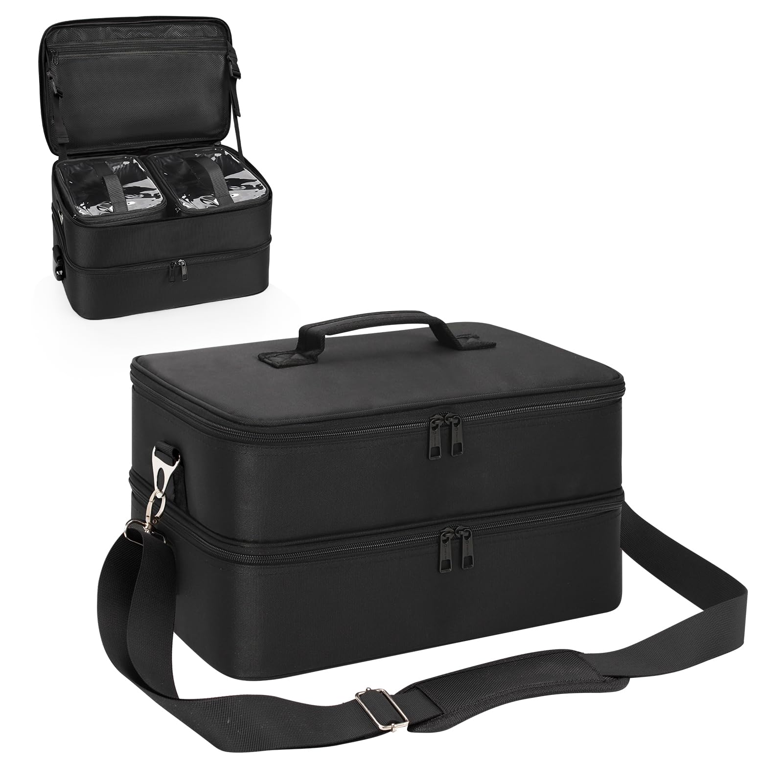 Professional Makeup Train Case with Detachable Compartments