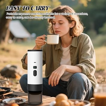 Kouamor 3-in-1 Multi-Capsule Coffee Machine, Portable Coffee Maker, Espresso and Ground Coffee Capsule Coffee Makers, Electric Espresso Machine, 15 Bar, For Office Travel Camping Home (Purple)
