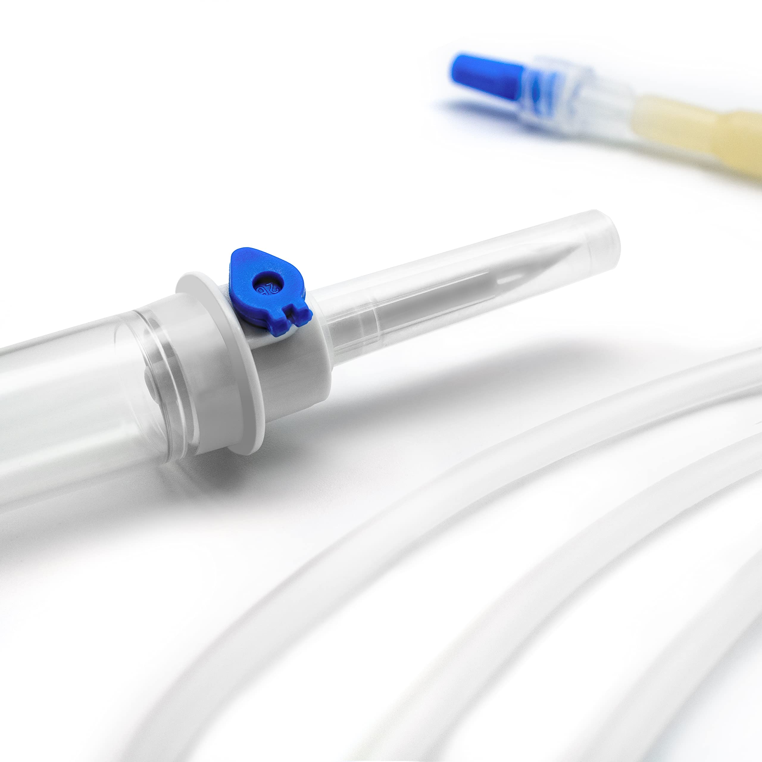 AIESI® Set de perfusion venoso desechable con conexión luer lock HOSPISET (Paquete de 25 piezas), Sin látex estéril, Sin agujas