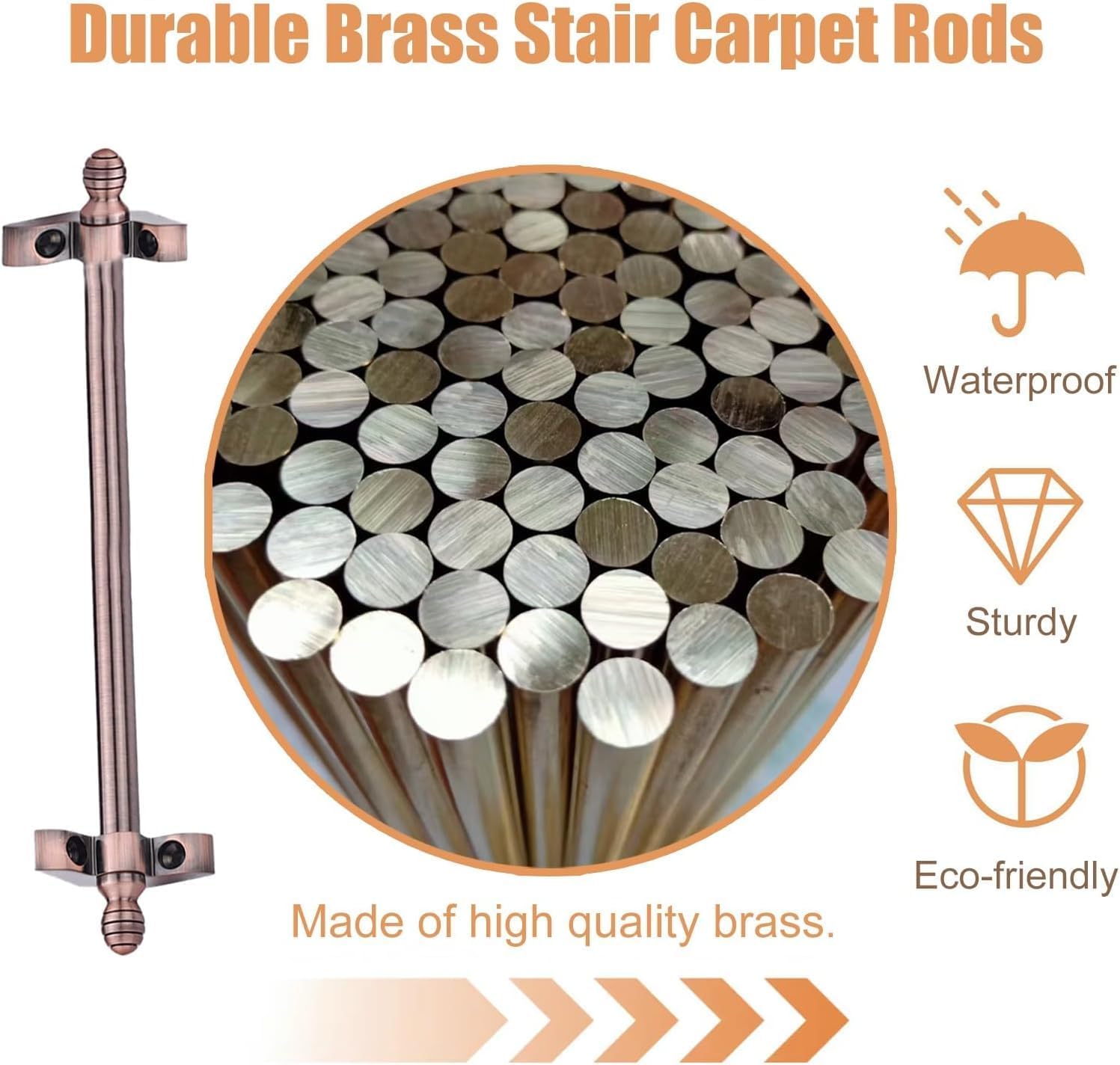 Stair Carpet Rods, Red Antique Brass Stair Carpet Rods with Finial Lattice Decorative Rods, Stair Carpet Rods for Home(L70cm(27 1/2"))