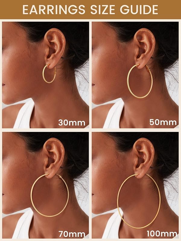 KeyStyle Gold Hoop Earrings for Women, 14k Gold Plated Small Hoops Lightweight Earring Circle Endless Thin for Sensitive Ears Daily Jewelry, 30 mm by KeyStyle - Image 6