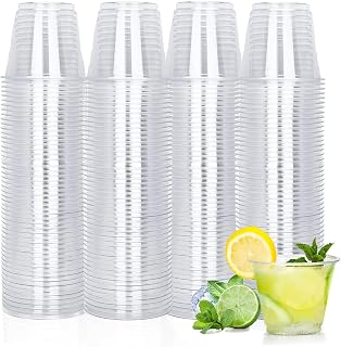 TashiBox 300 Pack 9 oz Clear Plastic Cups, Non Reusable Tumblers Crystal Clear PET Cups