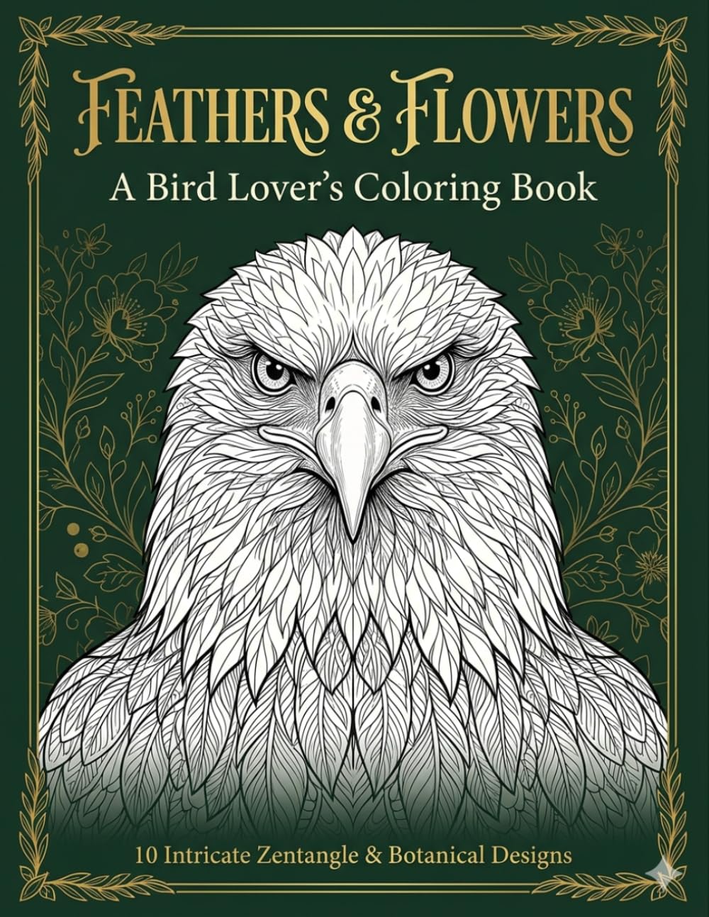 Feathers & Flowers: A Bird Lover's Coloring Book: 10 Intricate Adult Coloring Pages with Botanical & Zentangle Designs