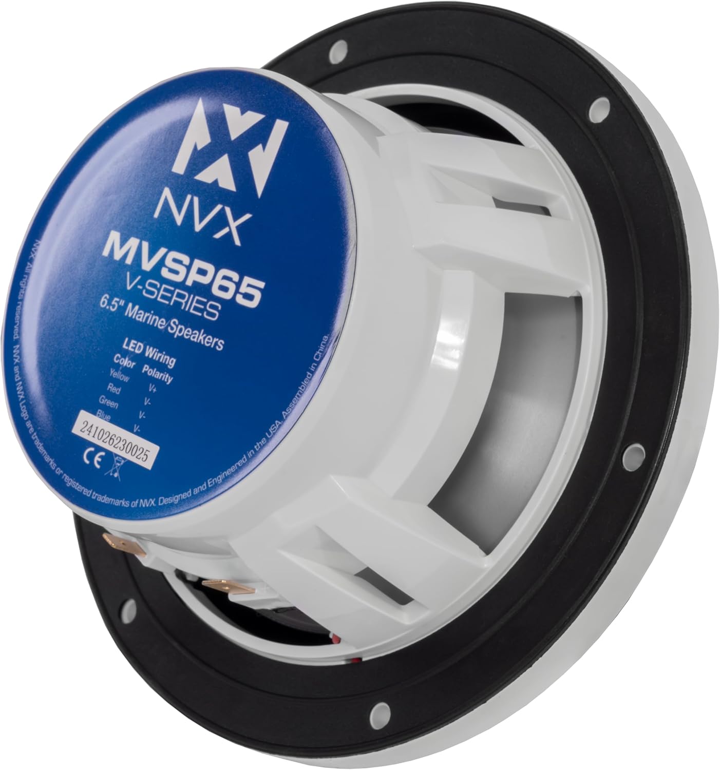 NVX® MVSP65 Premium 6.5” 2-Way Marine Coaxial Speakers (Pair), 600W Max, 200W RMS, 1” Silk Dome Tweeters, with RGB LED Lighting for Boats/UTV/ATV/SxS/Powersports (White and Black Grilles Included) - Image 8