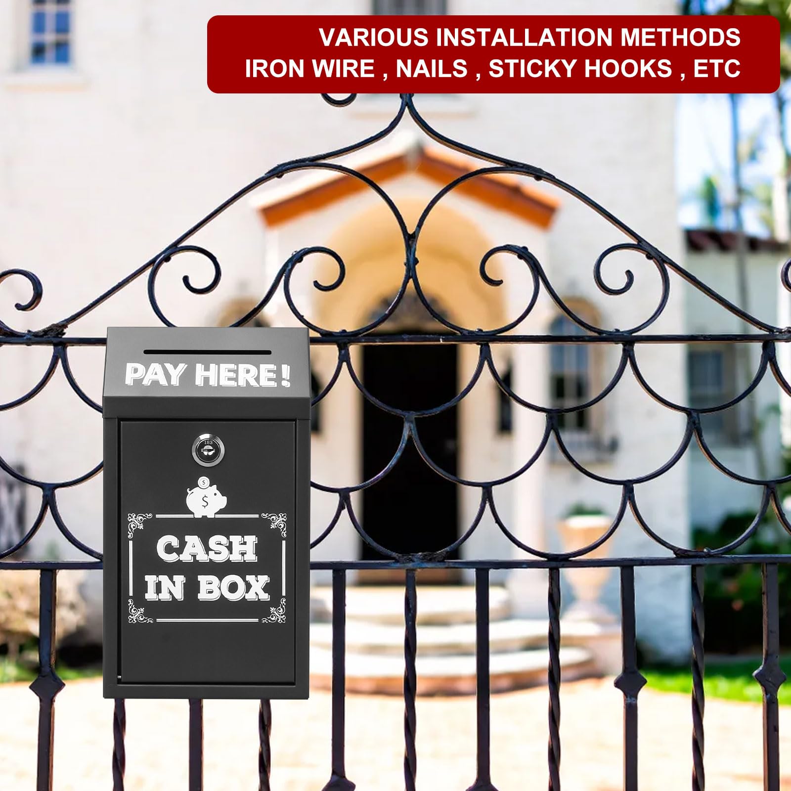 貯金箱 1000万円 貯まる 紙幣 円玉 貯金 おしゃれ 札 お札 ステンレス 大容量 募金箱 2つ鍵付き ちょきん箱 お札とコインを貯える  money saving box (ブラック)_銘哲商事株式会社_中国仕入王