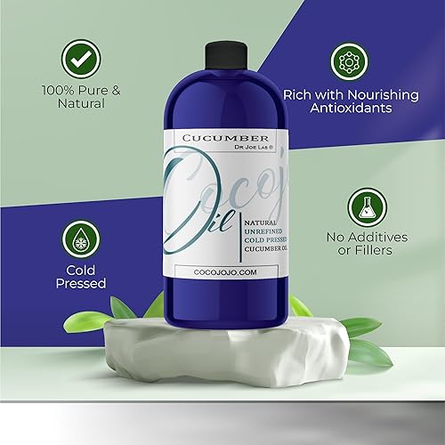 Vista 2 de Dr Joe Lab Aceite de semilla de pepino: puro, sin refinar, prensado en frío, sin diluir, sin OMG, aceite portador virgen para piel, cabello, uñas
