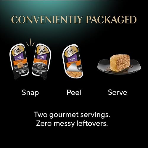 Vista 54 de SHEBA - Paquete variado de paté húmedo para gatos, mariscos exclusivos, salmón delicado y pescado blanco y atún tiernos, Perfect Portions, bandejas