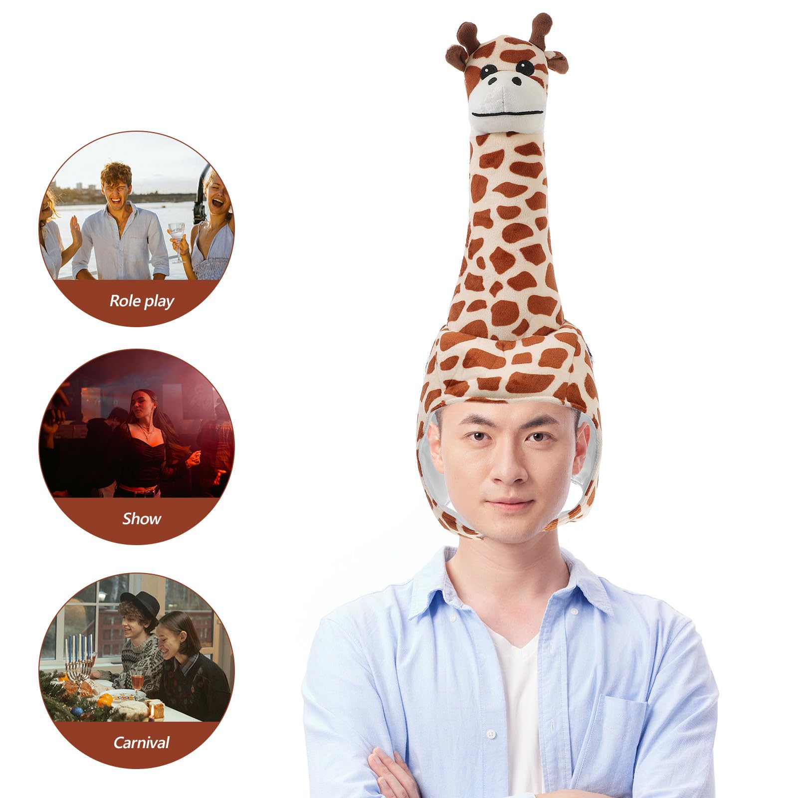 Cappello da Giraffa per Feste di Carnevale e Travestimenti Divertenti Resistente All'usura e Rottura in Peluche Cotone Pp Uomo e Donna