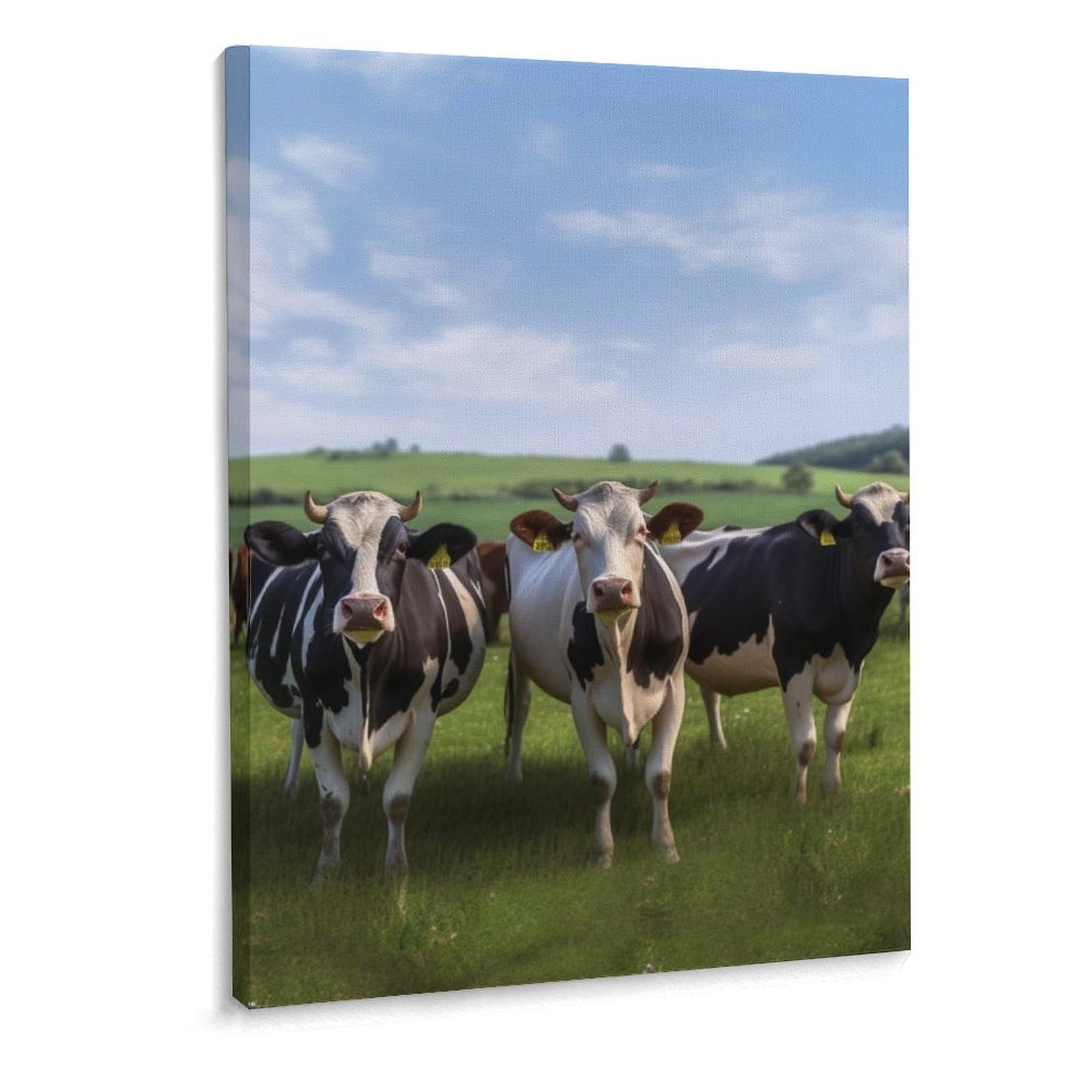Toile vache prairie pour salon et bureau : cadre déco nature 30x40 cm - 8