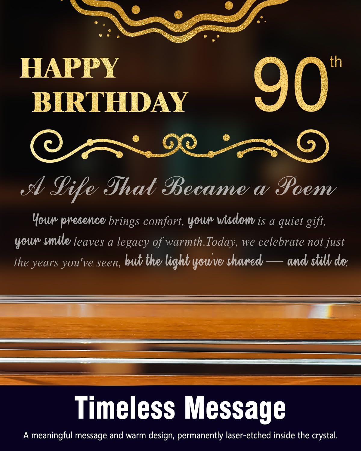 90th Birthday Crystal Quartz Clock for Women Men,90 Year Old Birthday Gift for Her Him,Happy 90th Birthday Decoration Gift for Mom Dad - Image 6