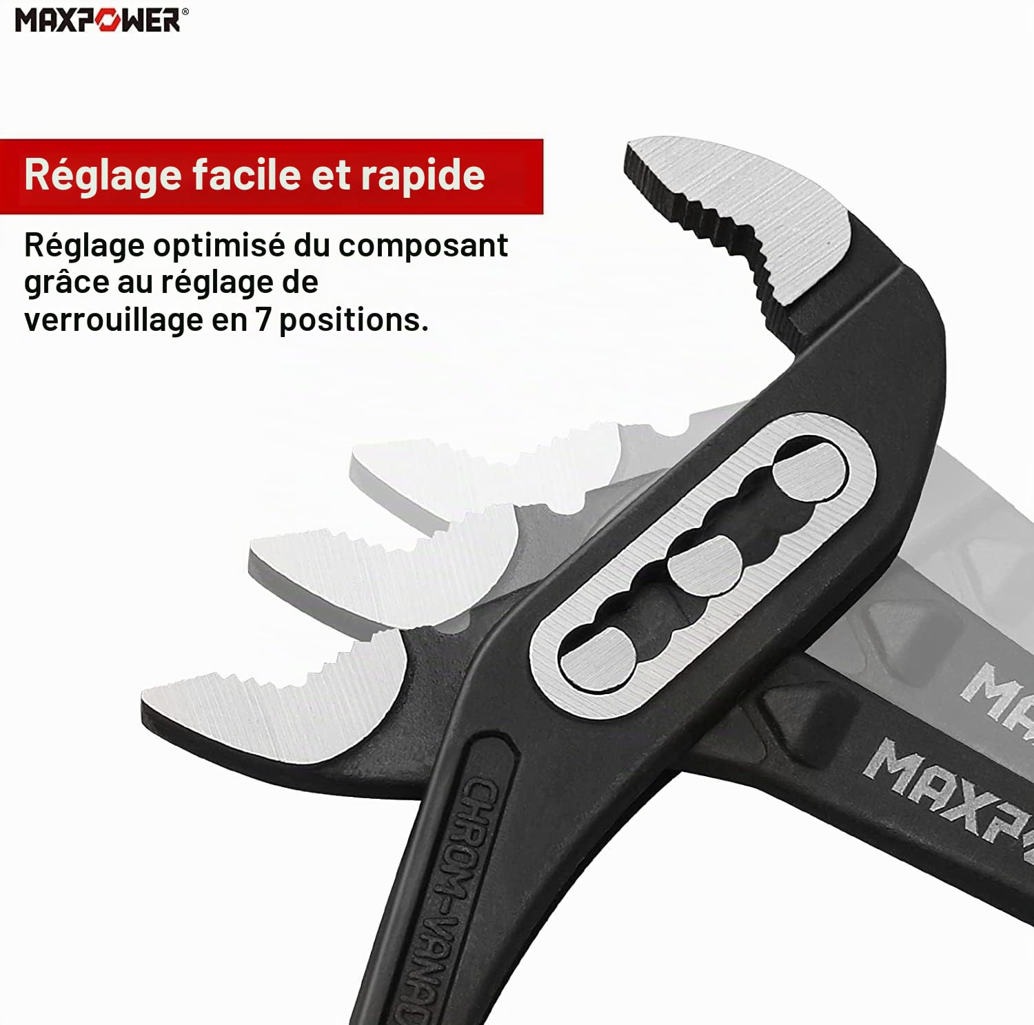 MAXPOWER Pince Multiprise Réglable 250mm – Ouverture 90mm, Acier Cr-V, Antidérapante, Pince Plombier Professionnelle pour Tuyaux & Écrous