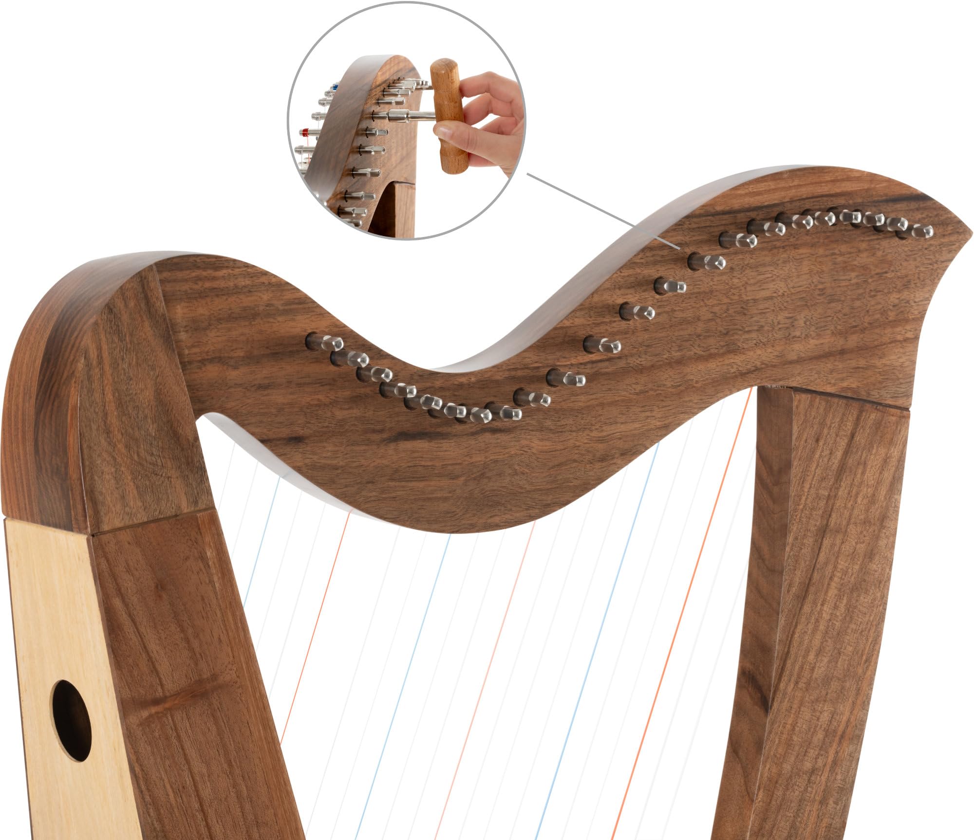 Classic Cantabile H-22 WN Arpa Celtica 22 corde, accordatura Mi bemolle maggiore, meccanica a semitoni, legno noce, include borsa e 2 chiavi, altezza 83,5 cm.