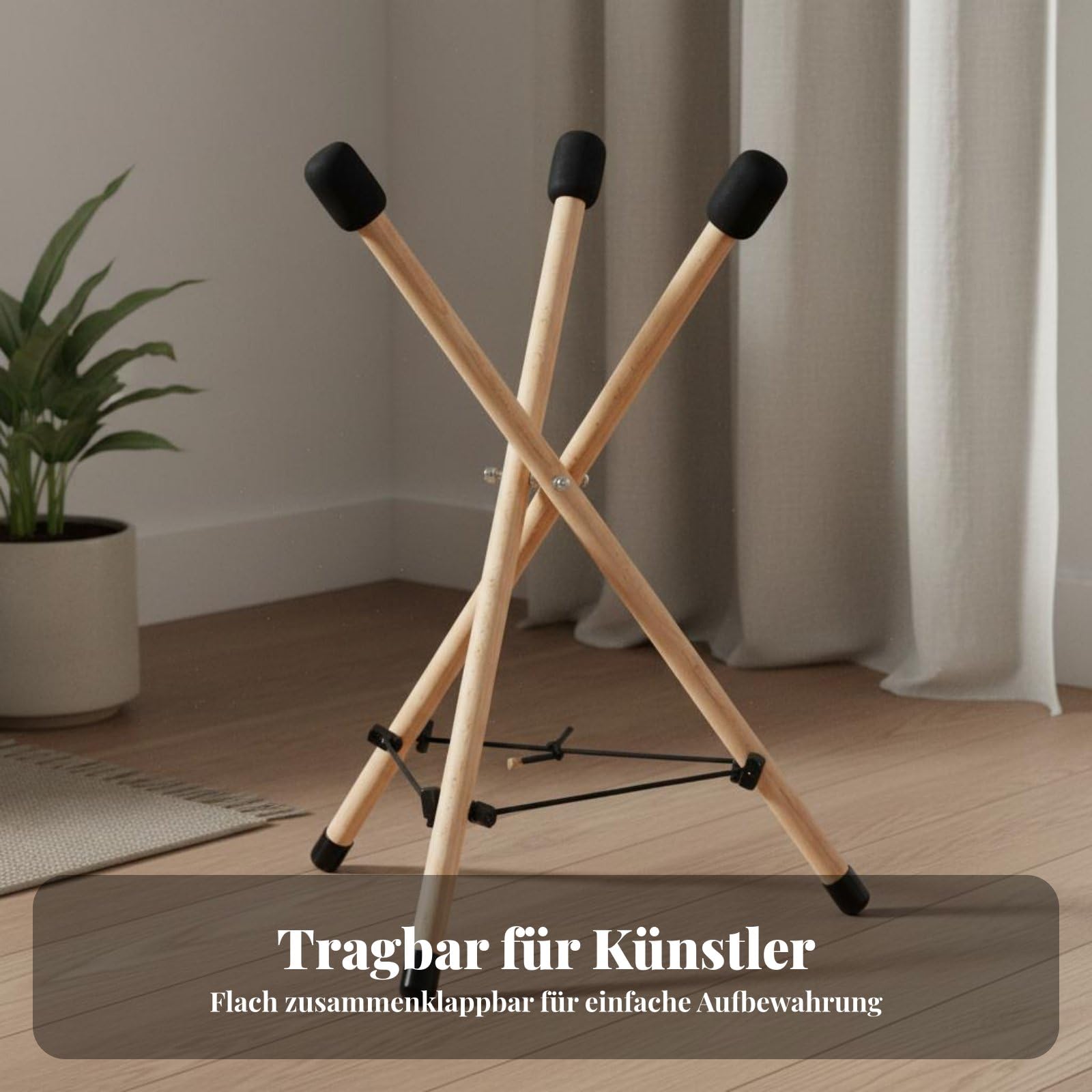 Robustes Holzstativ für Und Drum mit Verstellbarem Seilsystem Und Schaumstoffpolstern für Studio Auftritte Und Live Musik , Groß