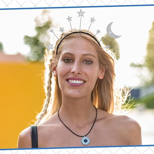 Miniatura 7 de Yinder Diadema de estrella y luna, accesorios de disfraz de Ramadán, diadema de alienígena, fiesta de cumpleaños, accesorio para el cabello con