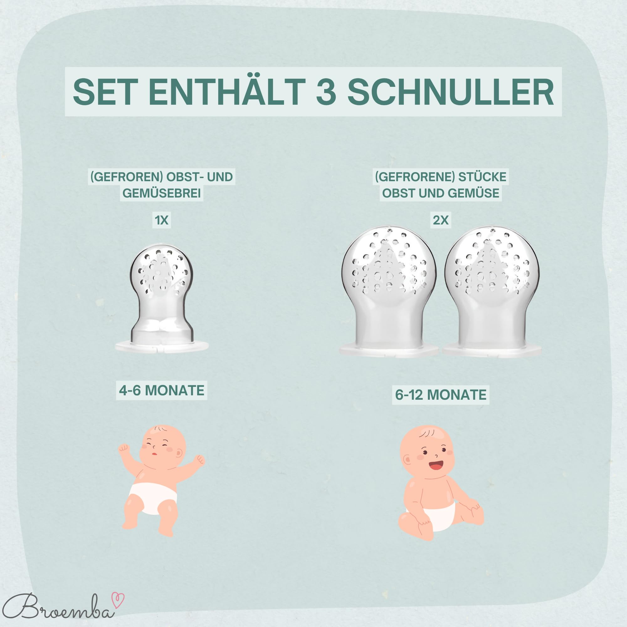 Grignoteur Bébé & 3 Tétines avec Moule à glace - Sucette Rose en Silicone avec Anneau de dentition, Grignoteur pour fruits & légumes, Bac à glaçons avec couvercle - 4