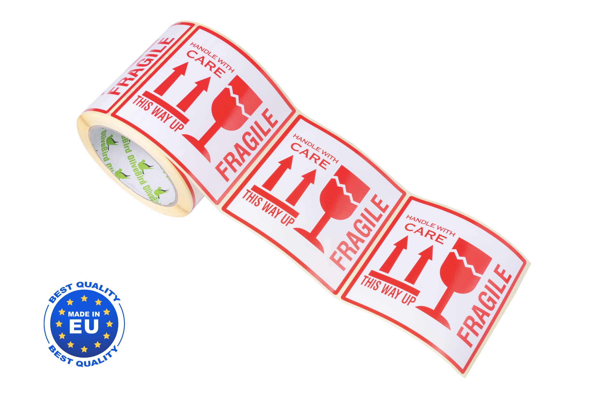 OliveBird 1000 Etiqueta Frágil This Way Up Stickers Handle With Care 10 x 10 cm