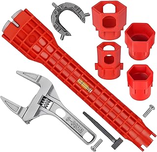 14-in-1 Faucet & Sink Installer Wrench for Tight Spaces – Multi-Purpose Plumbing Tool Kit with Bonus Wide-Jaw Adjustable Wrench – Ideal for Kitchen, Bathroom, Toilet Repair