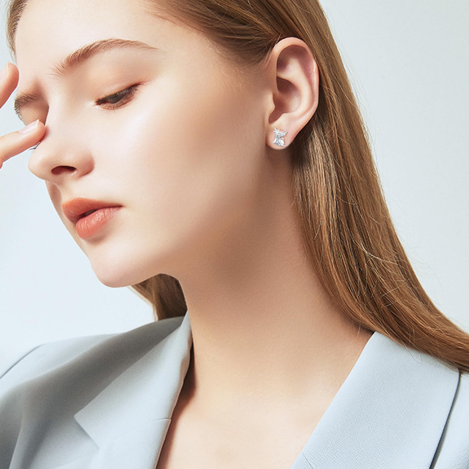 Kolczyki ze srebra wysokiej próby 925, hipoalergiczne małe urocze zwierzęta, biżuteria na prezent dla dzieci, dziewcząt i kobiet