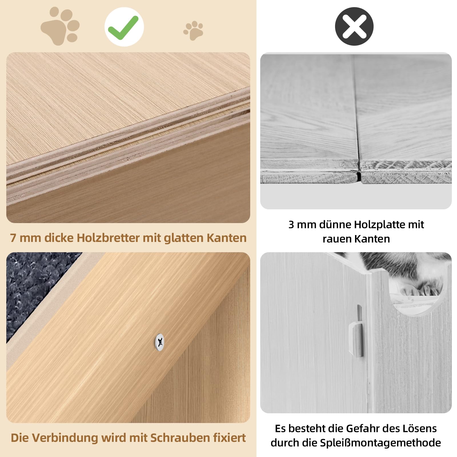 Mittimiya 3-in-1 Meerschweinchen Haus, Hamster Haus aus Holz mit Plattform und Treppe als Versteck, Meerschweinchen Zubehoer Kaninchenhaus für Kleintiere