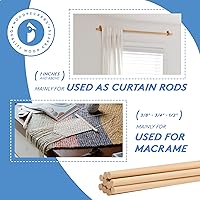 Vista 6 de Varillas de madera sin terminar de 1/4 x 6 pulgadas, para manualidades y bricolaje, 50 unidades Woodpeckers