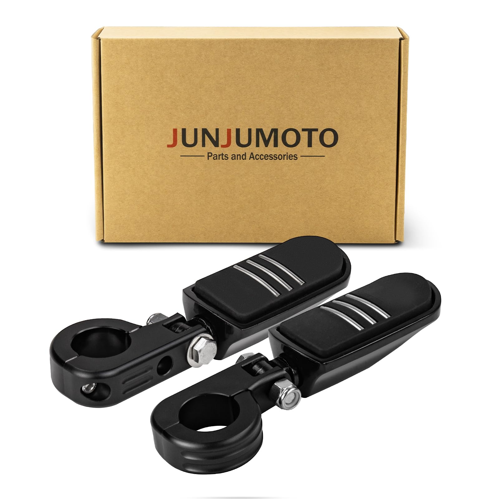 Streamliner Highway Pegs Footpegs Mount Kit Fit for Harley Sportster Softail Dyna Road King Road Glide Street Glide with 1 1/4 Engine Guard (Black,Style A)