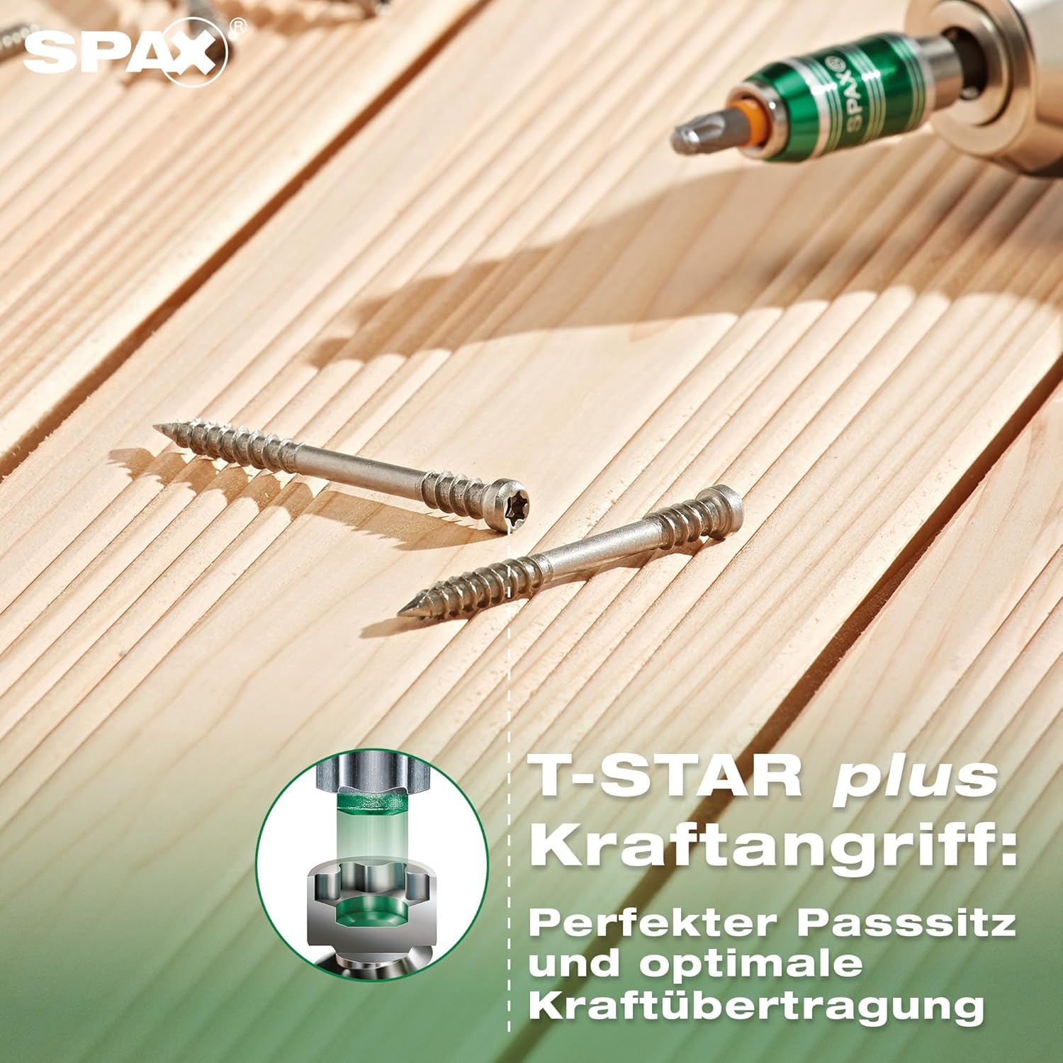 SPAX Terassenschraube 5 x 60 mm, 360 Stück - Schrauben, Fixiergewinde, Zylinderkopf, T-STAR plus T25, CUT-Spitze, rostfreier Edelstahl A2-8000000276613