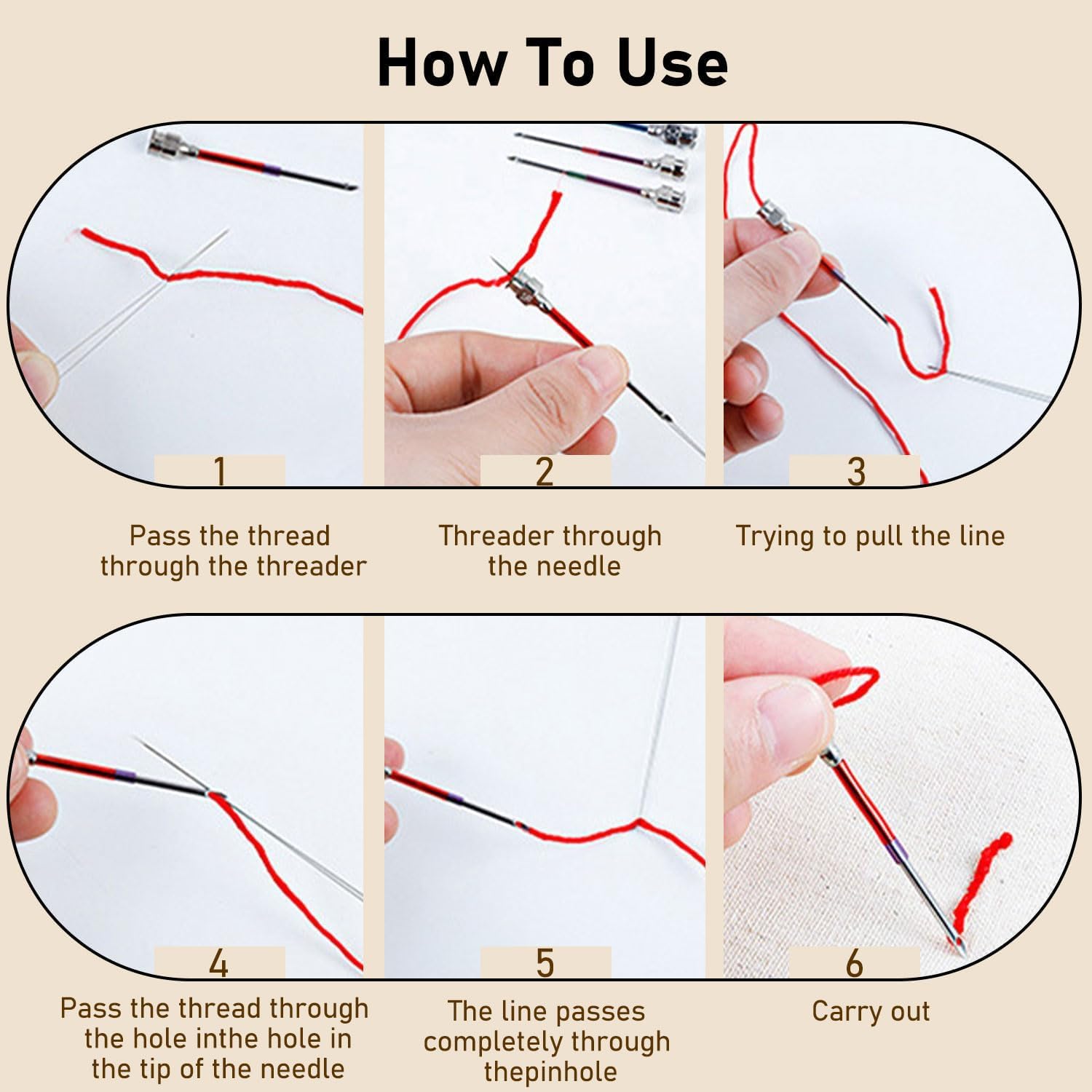 TecoKart 22PCS Punch Needle Set - 9 Sizes, Needle Threader, Wooden Handle Embroidery Pen, Floss Winding Board, DIY Sewing Tools 4
