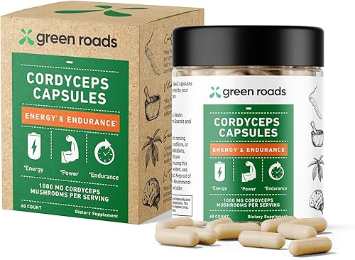 Green Roads Cordyceps Energy & Endurance - Cápsulas de hongos (60 unidades)