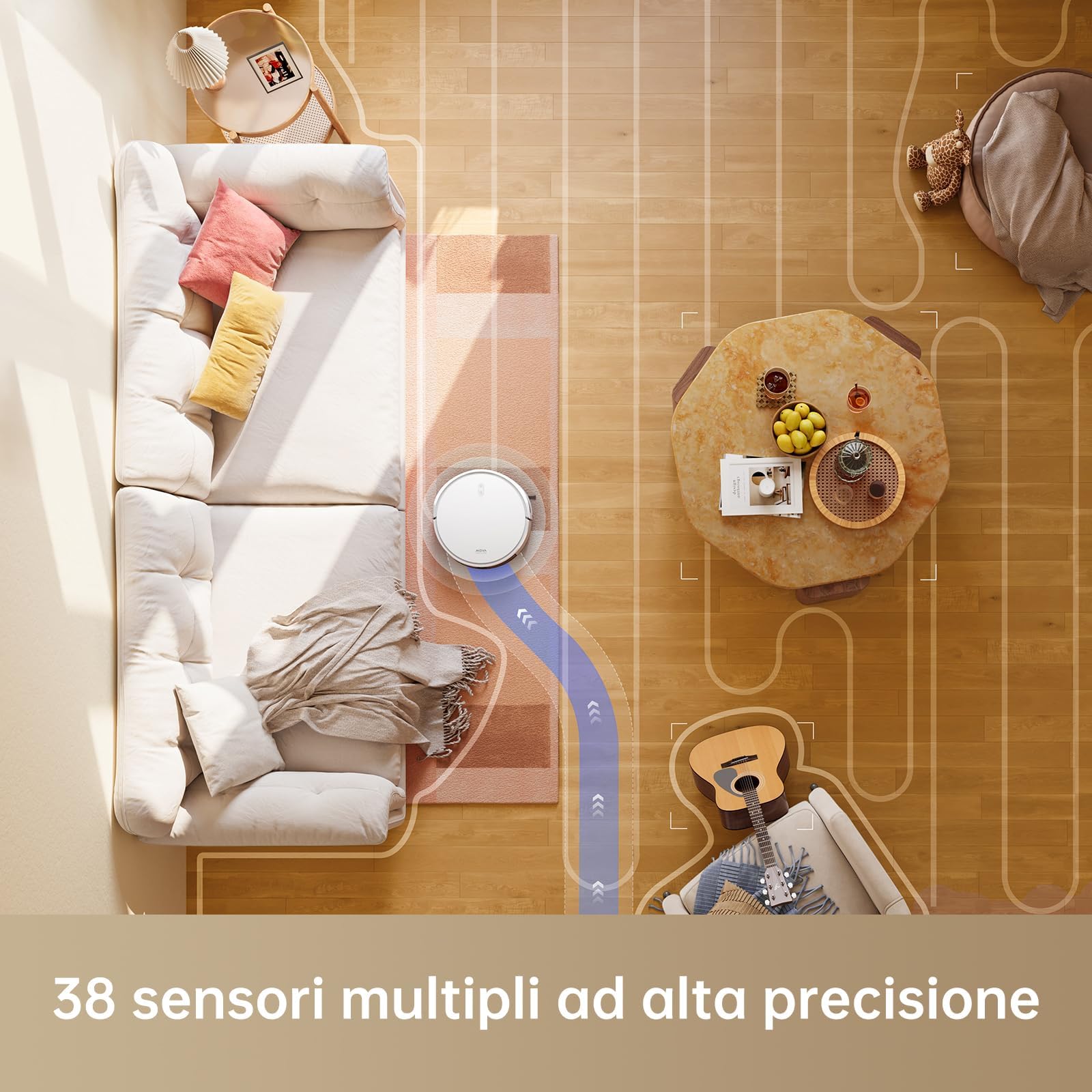 dreame Mova M1 Robot aspirapolvere e lavapavimenti, potente aspirazione di 4.500 Pa, design compatto, mappatura Solid-Fixed (SoF), aspira e lava i pavimenti 2-in-1