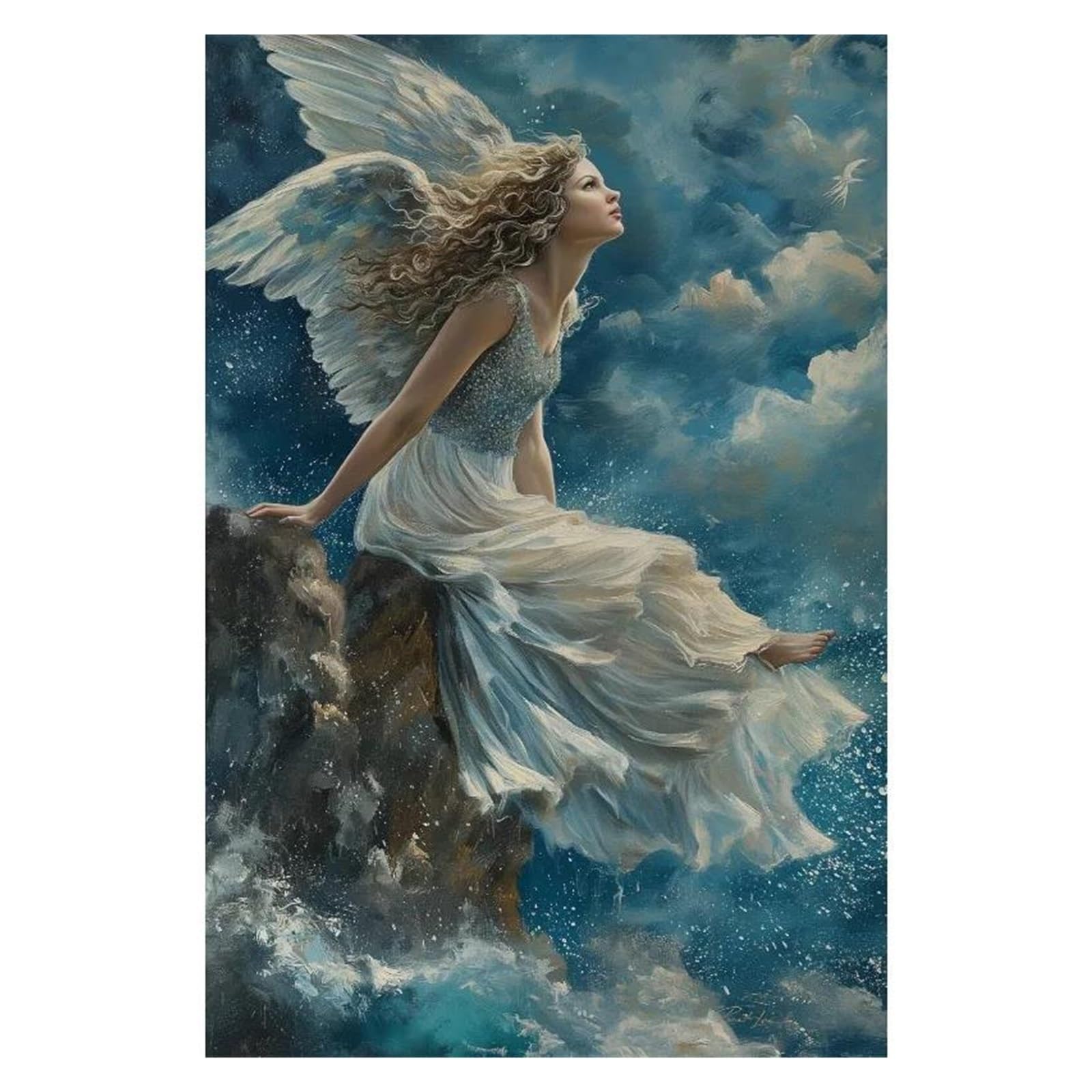 Hermoso ángel en el cielo pintura en lienzo de 20x30cm para renovar paredes vacías