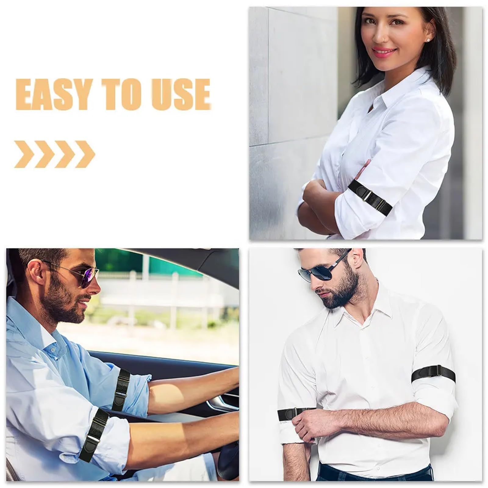 Elástico para coser Ligas de Manga for Mujeres y Hombres 16 Piezas Soportes elásticos Ajustables Brazaletes Antideslizantes for Camisas