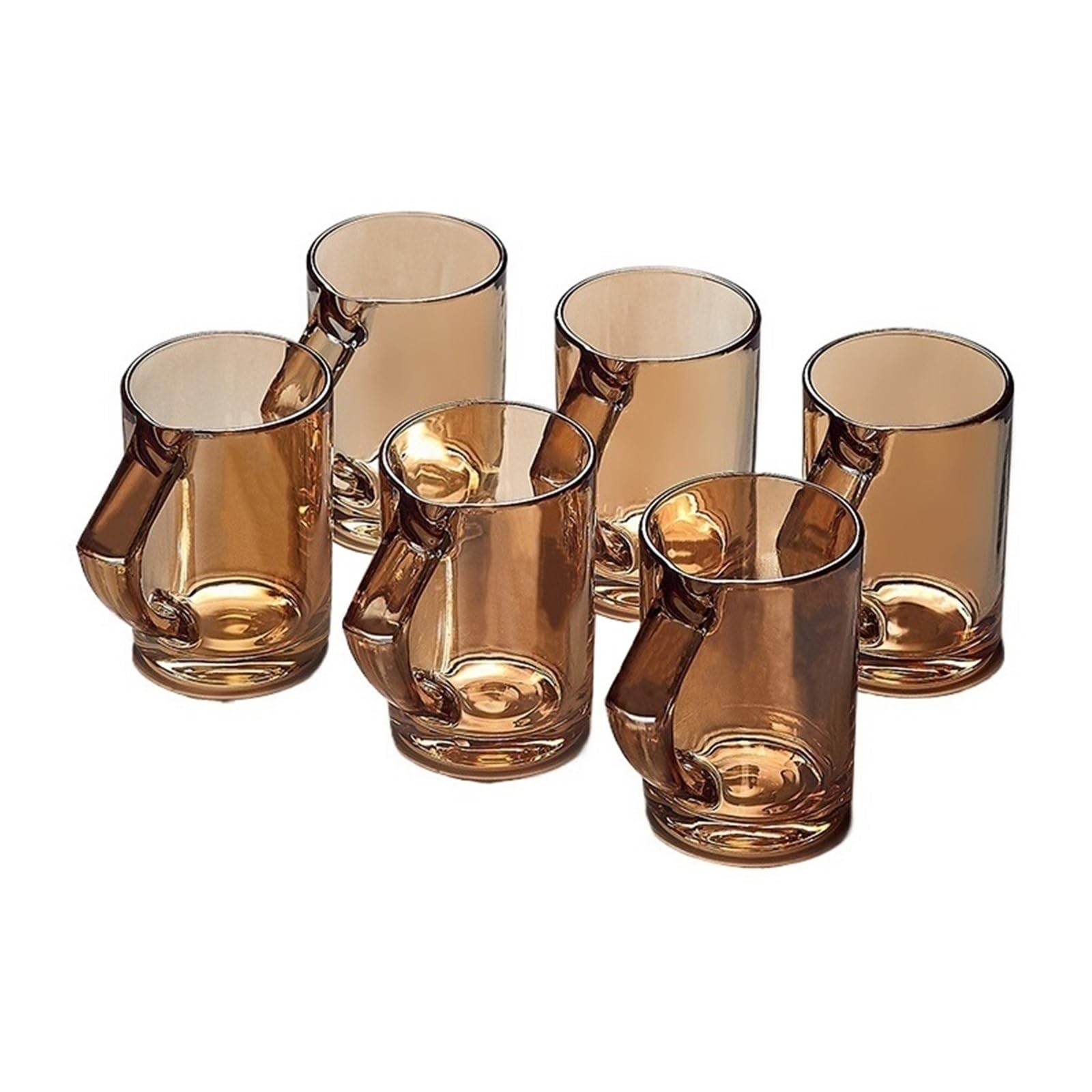 Vasos de agua juego de 6 tazas de cristal ámbar de 8 oz con asa