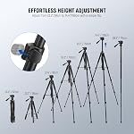 NEEWER BASICS 74" Video Tripod Monopod, 3 Way Pan Tilt Head, Remote, Overhead Camera Mount, Horizontal Central Axis, Phone Holder Compatible with iPhone DSLR Telescope Projector, Max Load 17.6lb, TP05
