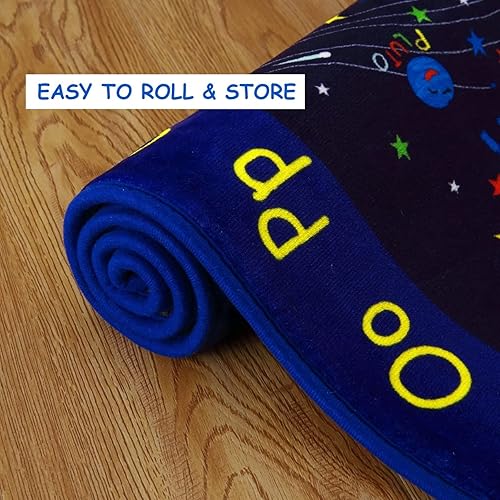 Miniatura 6 de GlowSol ABC - Alfombra para niños con alfabeto de 3 x 5 pies, alfombra espacial para niños, educativa, aprendizaje educativo, espacio exterior,