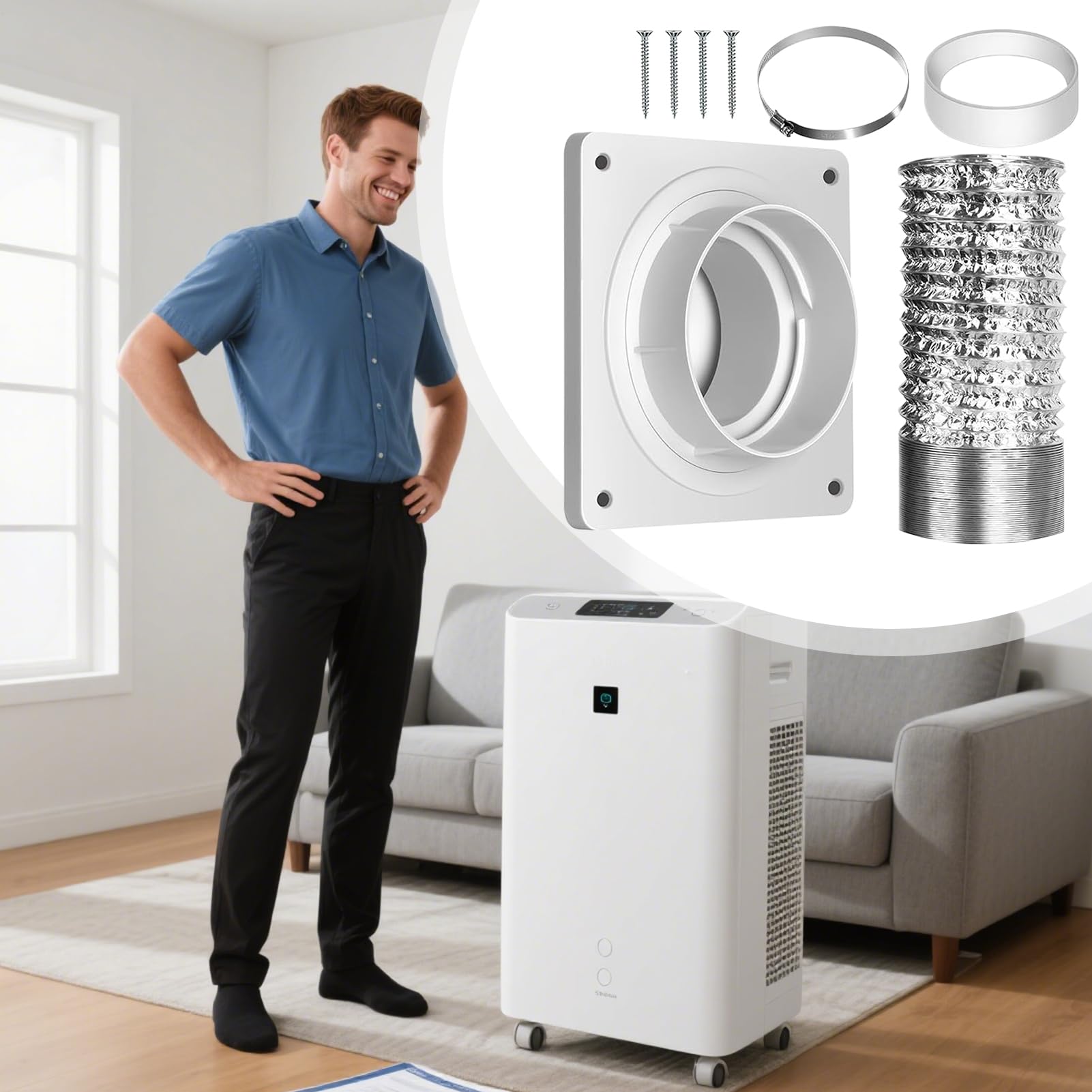Kit Di Sfiato Per Condizionatore Portatile Pannello Adattatore Regolabile | Kit finestra per tubo di scarico AC portatile Raffreddamento Ventilazione Per Casa Garage Camera