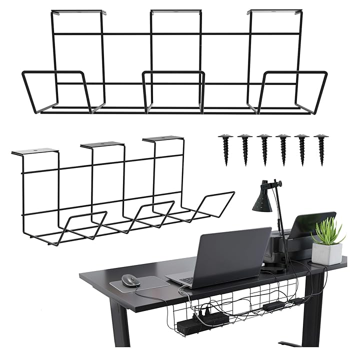 Buy Scandinavian Hub Compact Under Desk Cable Management Trays (Black