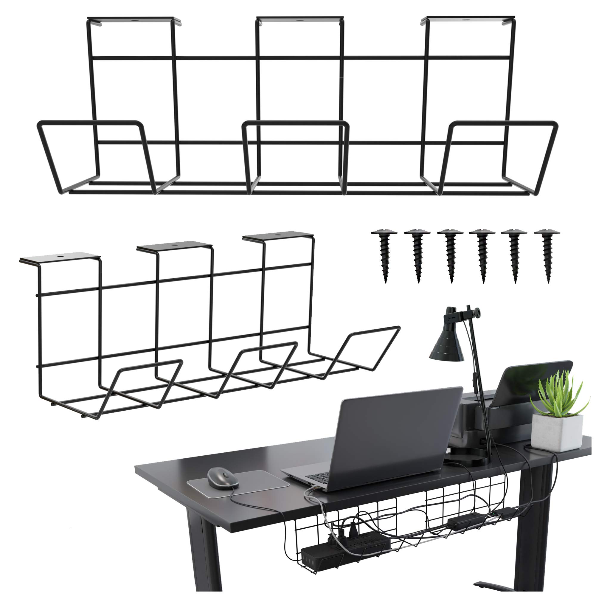Buy Scandinavian Hub Compact Under Desk Cable Management Trays (Black