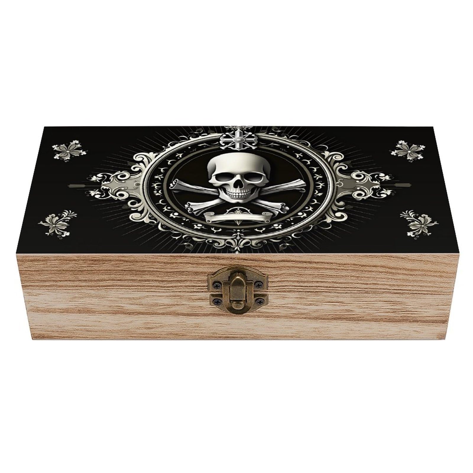 asbwuo Dark Style Design Featuring Skull Vintage Wooden Keepsake Box