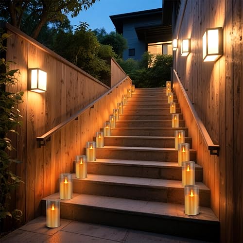 Vista 7 de wenary - Juego de 12 velas LED, con control remoto y temporizador, a pilas, pilares acrílicos de 6 x 3 pulgadas, efecto parpadeante, luz gris