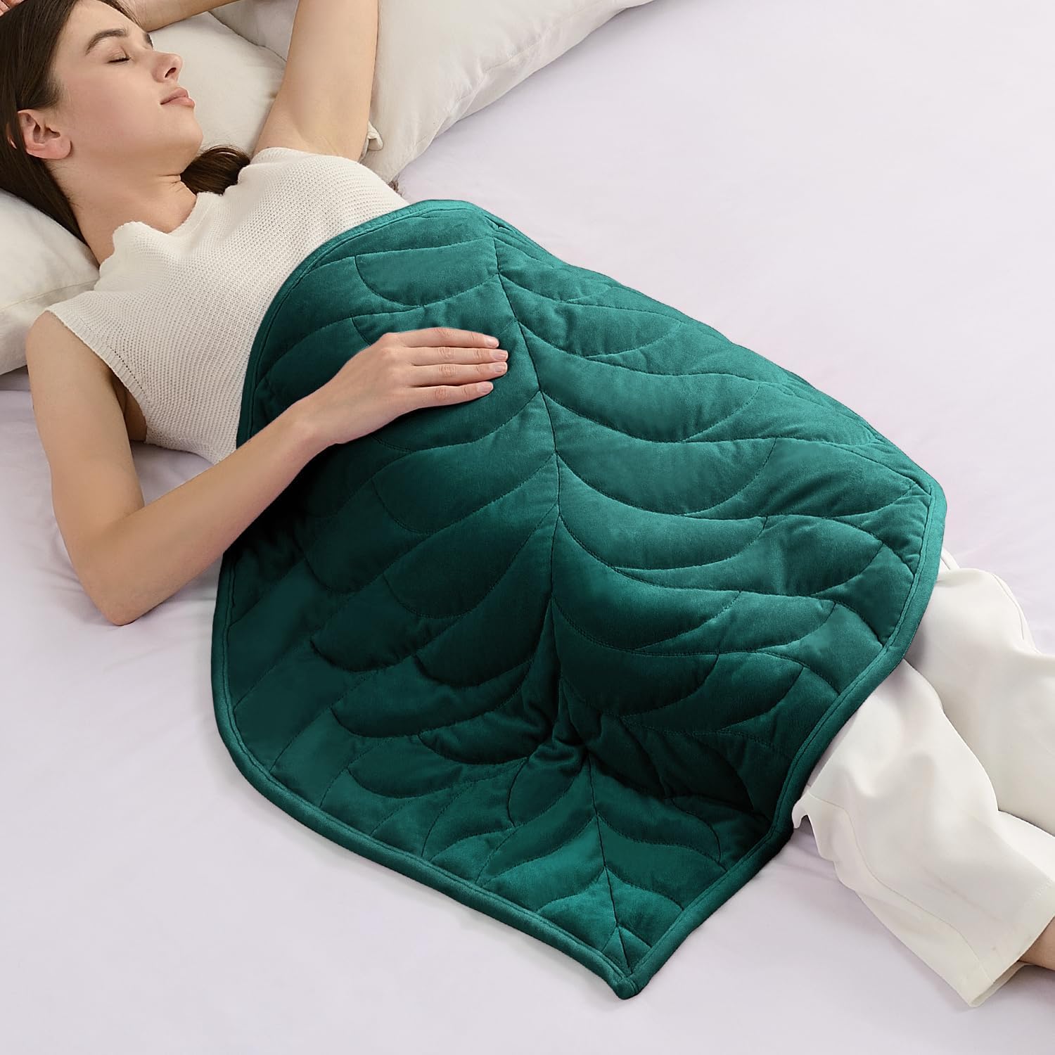 Sivio Kleine Gewichtsdecke 5 lbs (2.3 kg) 58x74 cm Kristallsamt Entspannungsdecke Dunkelgrün