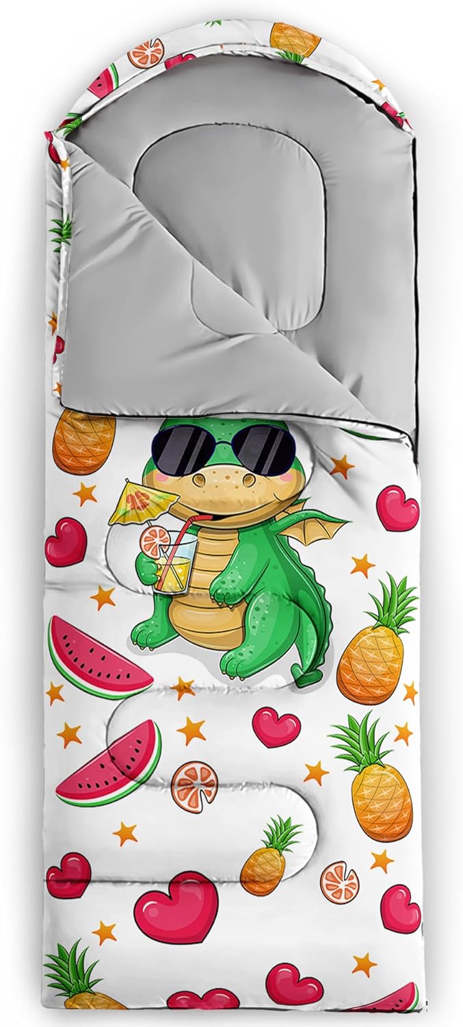 AILONEN Cartoon Camping Sleeping Bag for Boys Girls Adults,Lightweight & Waterproof,3 Season Warm & Cold Weather,Portable,Printed Sleeping Bag,Traveling,Camping,Hiking