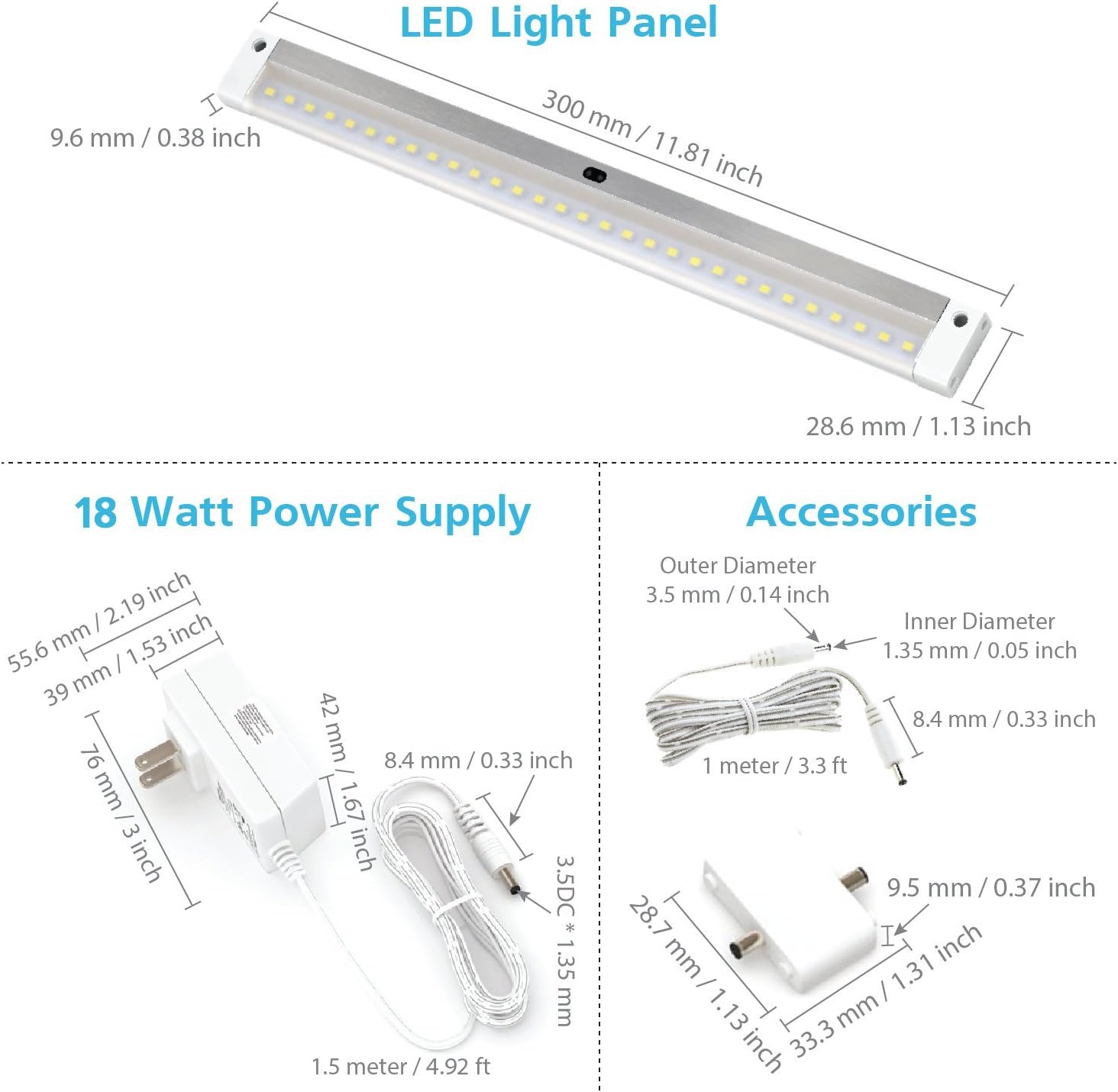 Exсluѕіvе Dіѕсоunt 🔥 EShine White Finish 4 Panels 12 Inch LED Dimmable Under Cabinet Lighting Kit, Hand Wave Activated - Touchless Dimming Control, Warm White (3000K)