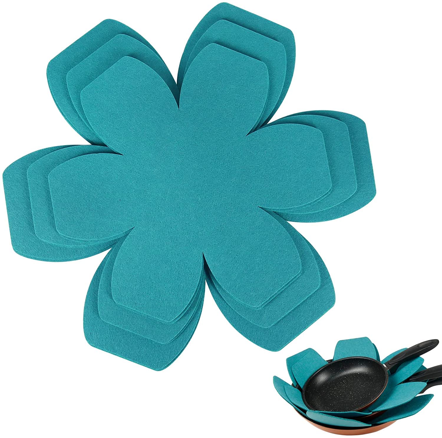 KASTWAVE Pot Pan Protectors, Larger & Thicker Felt Pan Separators Pads, Set of 6 and 3 Different Sizes, Pot Protectors for Stacking and Protecting Your Cookware