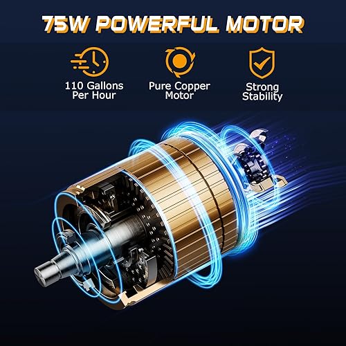 Miniatura 18 de Kit de bomba de transferencia de combustible de 12 V 75 W, mueve hasta 110 galones de gas o diésel por hora, con tubo de combustible de alta