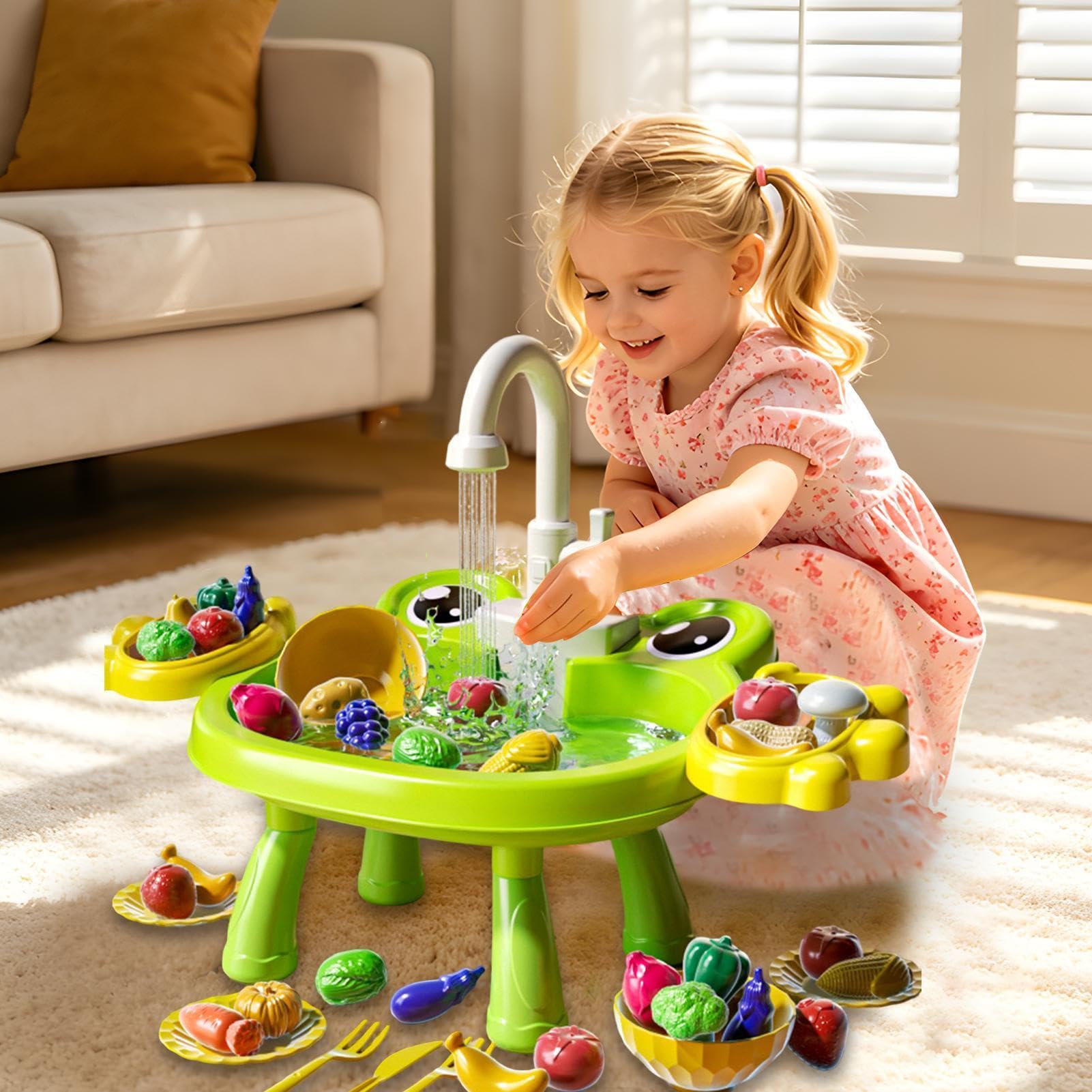 Lavello Giocattolo per Bambini | Rubinetto Elettrico Interattivo Educativo - Set Gioco Simulazione Lavello Da Cucina Giocattolo | Regalo Compleanno Festa Interno Esterno Casa Soggiorno