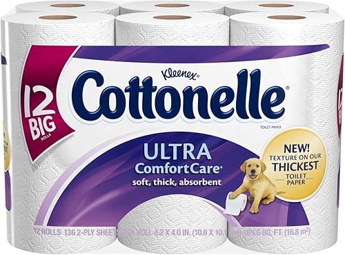 Cottonelle Ultra Comfort Care - Papel higiénico, rollo grande, 12 rollos, paquetes de 4 (48 rollos)