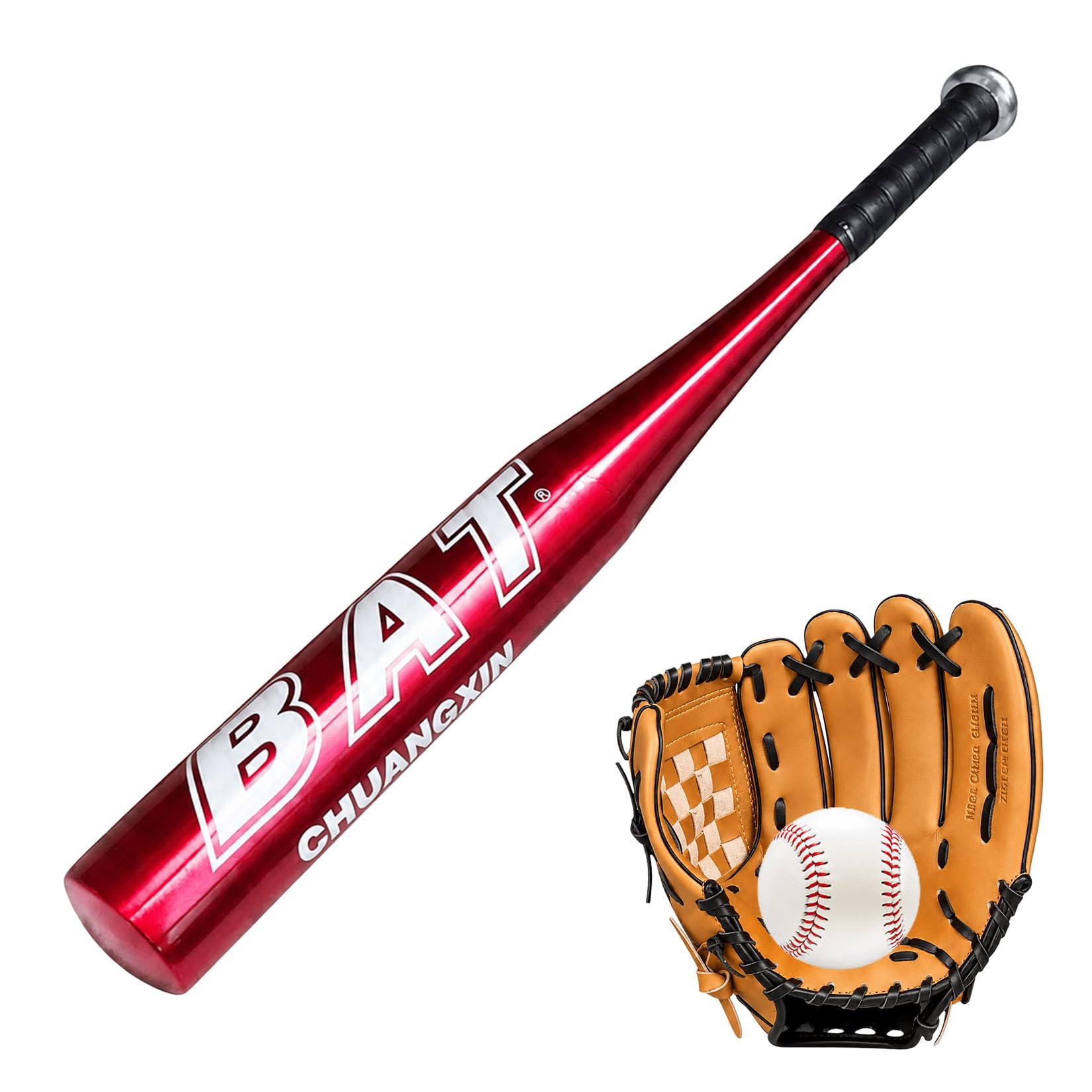 Starlet24 Baseball Set Komplettset Holz Baseballschläger & Handschuh 11,5 Zoll Softball – für Kinder & Erwachsene Anfänger Training Freizeit Garten Outdoor